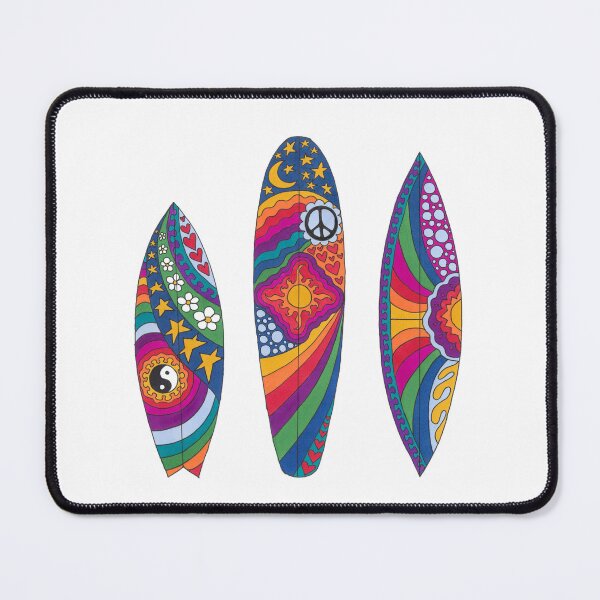 Item preview, Psychedelic Surfboards Art White– Retro Hippie Rainbow Groovy Peace Design designed and sold by Kellie Espie Art.