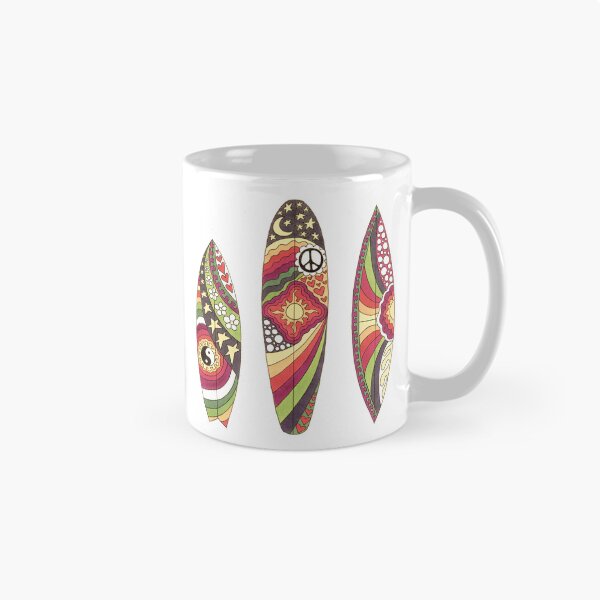 Item preview, Vintage Psychedelic Surfboards Art White– Retro Hippie Rainbow Groovy Peace Design designed and sold by Kellie Espie Art.