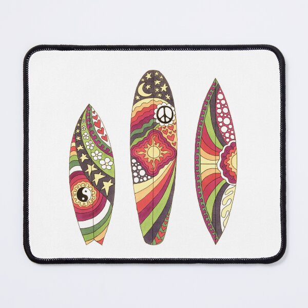 Item preview, Vintage Psychedelic Surfboards Art White– Retro Hippie Rainbow Groovy Peace Design designed and sold by Kellie Espie Art.