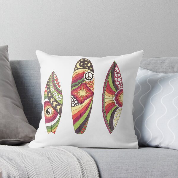 Item preview, Vintage Psychedelic Surfboards Art White– Retro Hippie Rainbow Groovy Peace Design designed and sold by Kellie Espie Art.