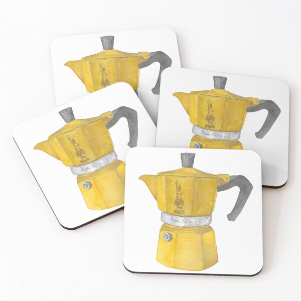 Item preview, Yellow Italian Moka Pot Watercolor Illustration – Vintage Espresso Maker Art, Coffee Lover Kitchen Decor designed and sold by Giulia  Palazzo.