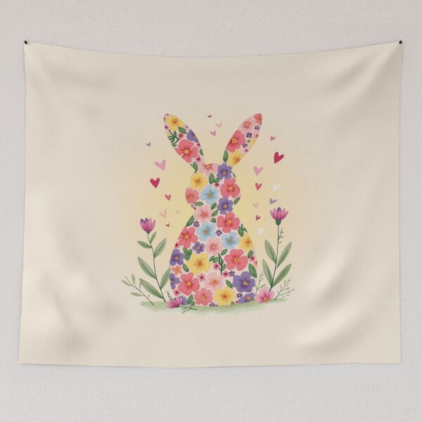 Item preview, Flower Bunny Colorful Silhouette - Easter Garden designed and sold by PriyaMagic.
