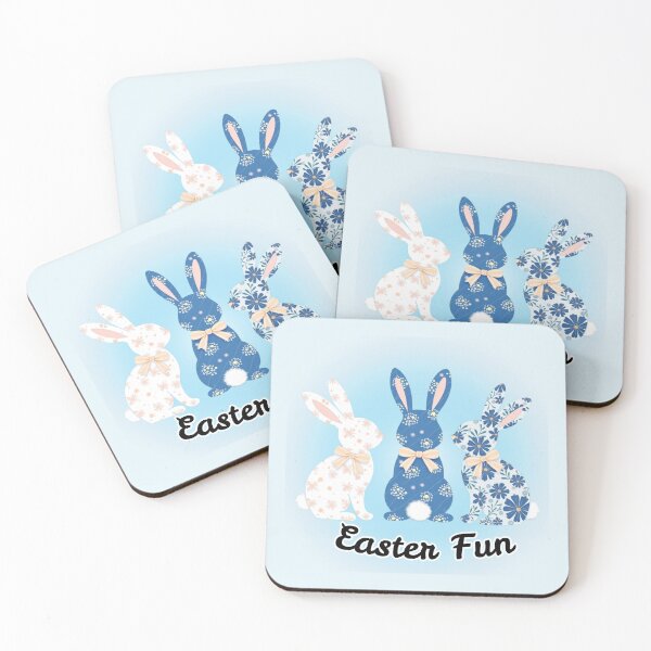 Item preview, Blue Floral Easter Bunnies - Chic Holiday Art - Shiny Easter Fun Silhouettes designed and sold by PriyaMagic.