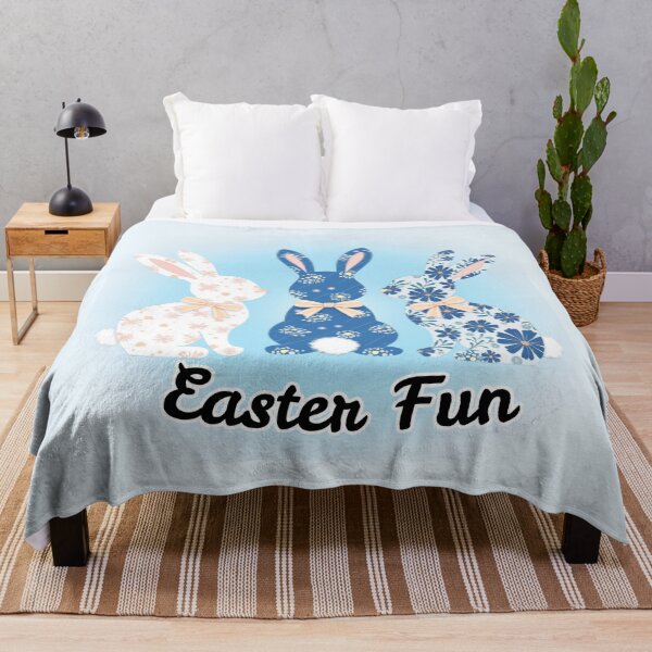 Item preview, Blue Floral Easter Bunnies - Chic Holiday Art - Shiny Easter Fun Silhouettes designed and sold by PriyaMagic.
