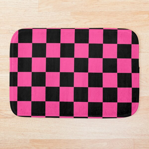 Aperçu de l'œuvre Coussin décoratif à motif damier noir et rose – Imprimé géométrique rétro audacieux créée et vendue par Lainey1978.