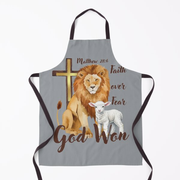 Item preview, Lion and Lamb Faith Over Fear God Won Matthew 28 6 Watercolor Yeshua designed and sold by Forevermore.