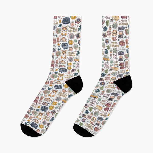 Item preview,  Cozy Curiosities - Coffee, Cats, and Succulents Pattern designed and sold by RohiMade.