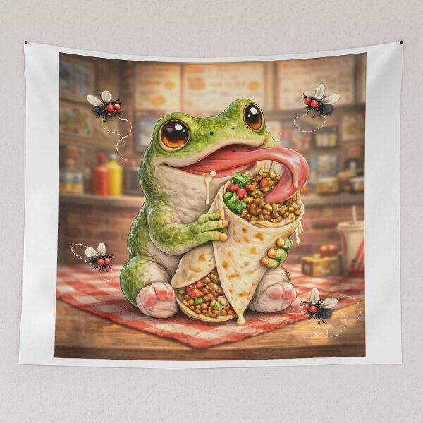 Item preview, Cute Frog With Burrito and Flies Sticker designed and sold by jgvisualarts.