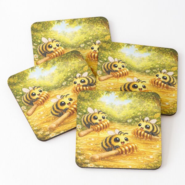 Item preview, Cute Bees With Honey Dippers Sticker designed and sold by jgvisualarts.