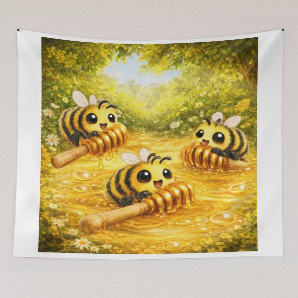 Item preview, Cute Bees With Honey Dippers Sticker designed and sold by jgvisualarts.