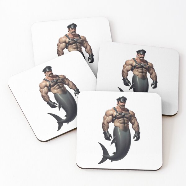 Item preview, Muscular Gay Bear Shark Merman in Harness designed and sold by ZhivanCrimson.