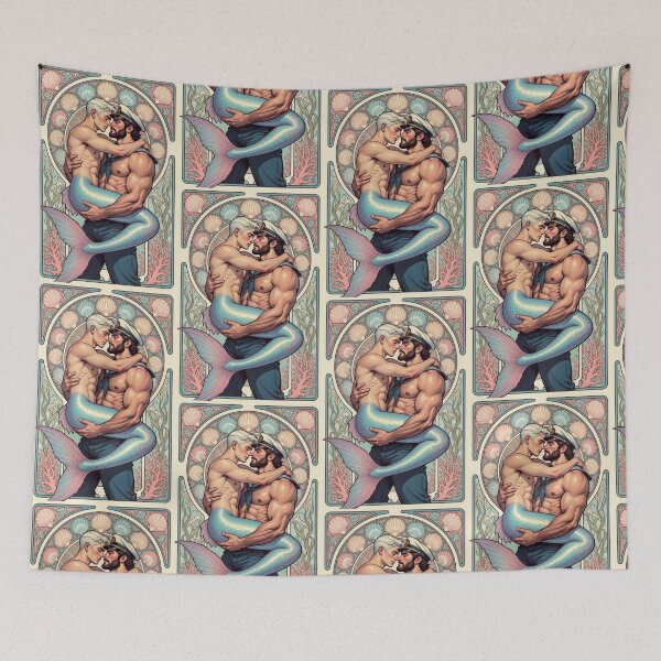 Item preview, Gay Sailor & Merman – Queer Nautical Romance Art designed and sold by ZhivanCrimson.