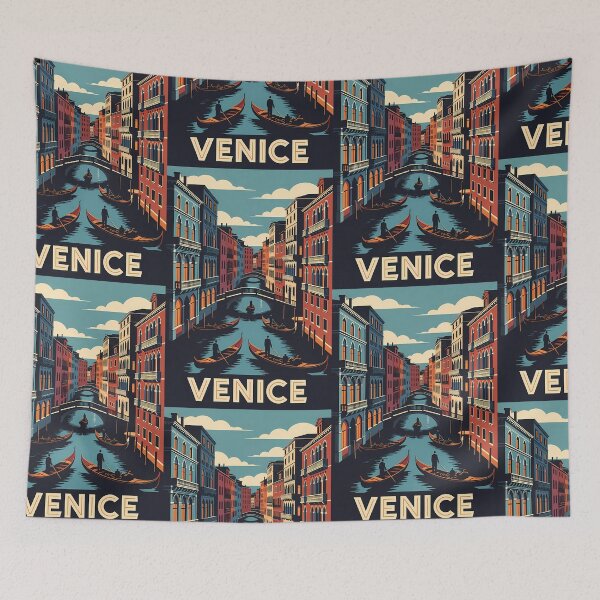 Artikelvorschau, Vintage Venedig Italien Gondel Kanal Reisekunst entworfen und verkauft von Atlas Poster Co..