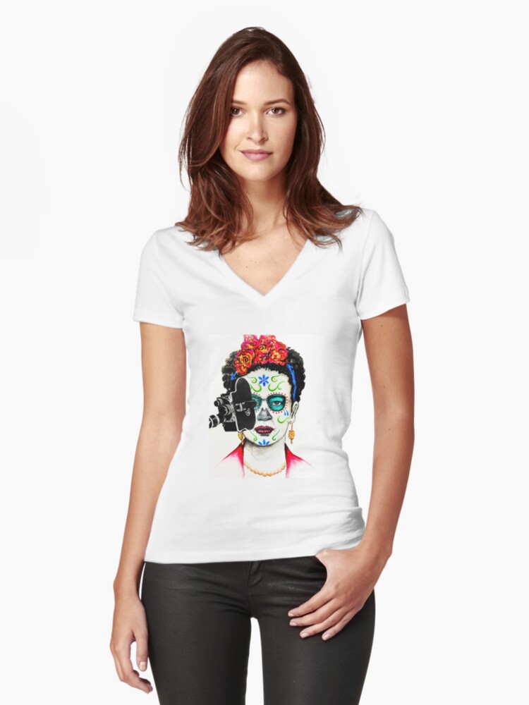Thumbnail 1 of 3, Fitted V-Neck T-Shirt, Official Cine Pobre Film Festival Swag designed and sold by cinepobre.