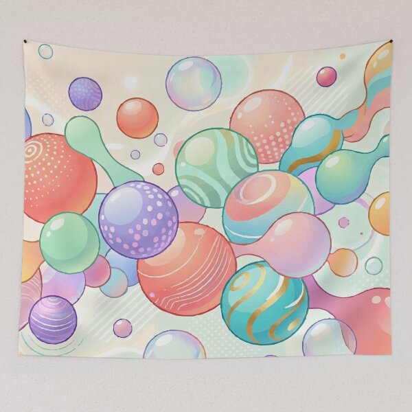 Item preview, Pastel Retro Bubble Universe – Y2K Aesthetic Abstract Floating Spheres designed and sold by Far Out Goods.