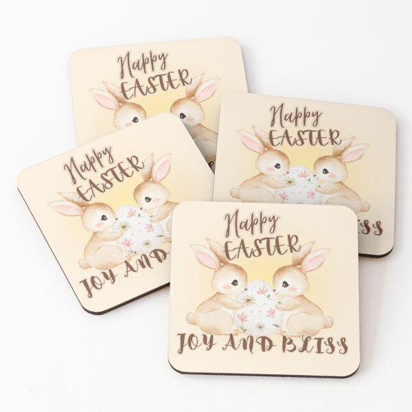 Item preview, Happy Easter Joy and Bliss - Two Bunnies with Floral Egg designed and sold by PriyaMagic.
