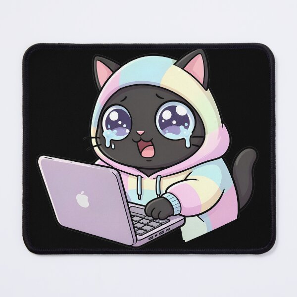 Item preview, Stressed programmer cat designed and sold by BGM by AI.