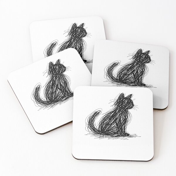 Item preview, Scribble Cat Minimal Line Art Japanese designed and sold by Goleon12.