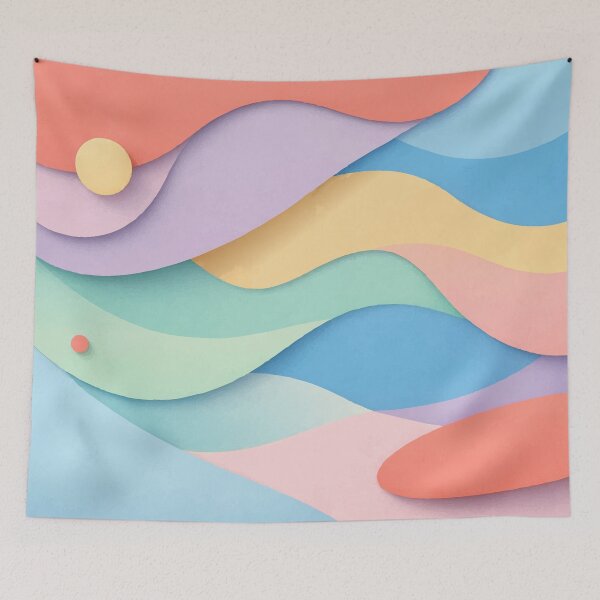 Item preview, Pastel Dopamine Flow - Abstract Wavy Paper Cut Art designed and sold by Far Out Goods.