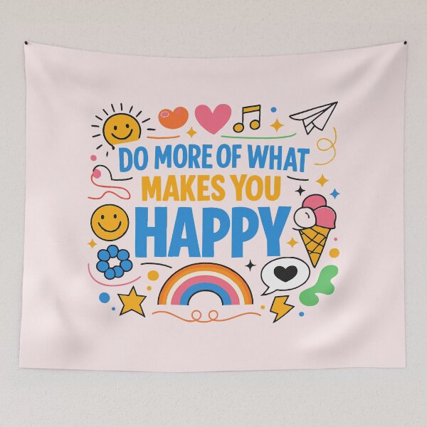 Item preview, Do More of What Makes You Happy - Colorful Doodle Typography Art designed and sold by Far Out Goods.