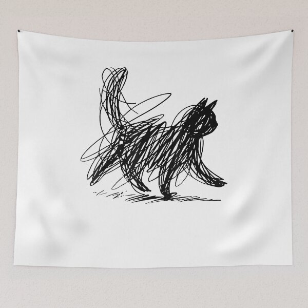 Item preview, Scribble Cat Minimal Line Art Japanese designed and sold by Goleon12.
