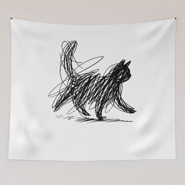 Item preview, Scribble Cat Abstract Sketch Minimalist Cat Art designed and sold by Goleon12.