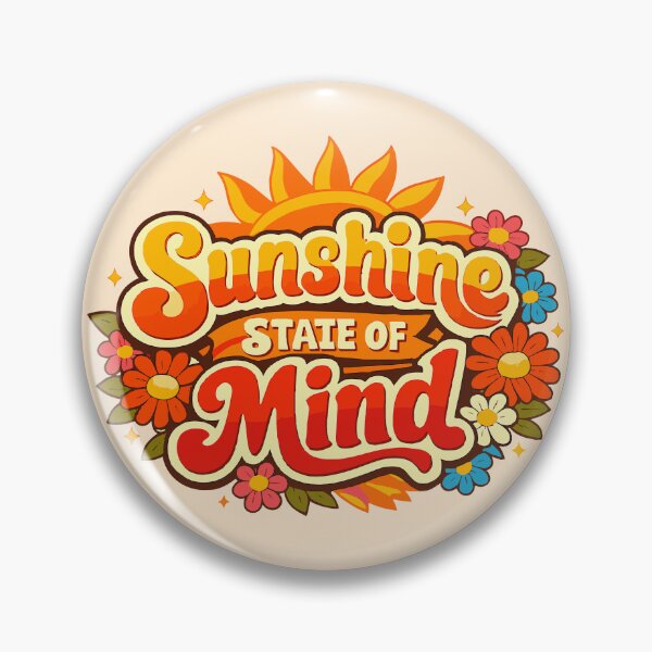 Artikelvorschau, Sonnenschein-Geisteszustand – Retro-70er-Jahre-Sonnenuntergang und Blumenzitat entworfen und verkauft von Far Out Goods.