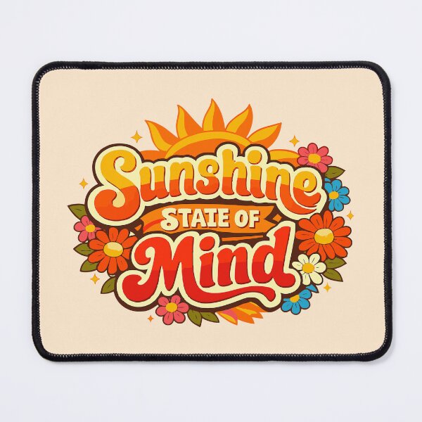 Item preview, Sunshine State of Mind - Retro 70s Sunset and Floral Quote designed and sold by Far Out Goods.