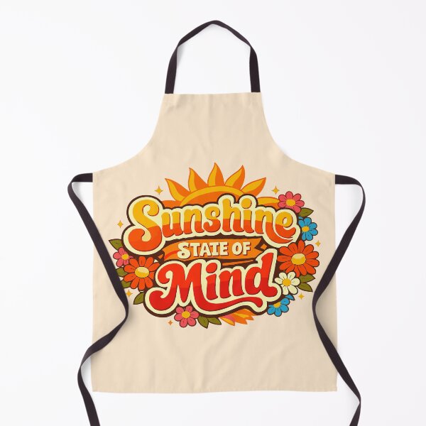 Aperçu de l'œuvre « Sunshine State of Mind » - Citation rétro années 70 sur le coucher de soleil et les fleurs créée et vendue par Far Out Goods.