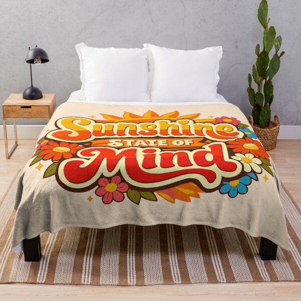 Item preview, Sunshine State of Mind - Retro 70s Sunset and Floral Quote designed and sold by Far Out Goods.