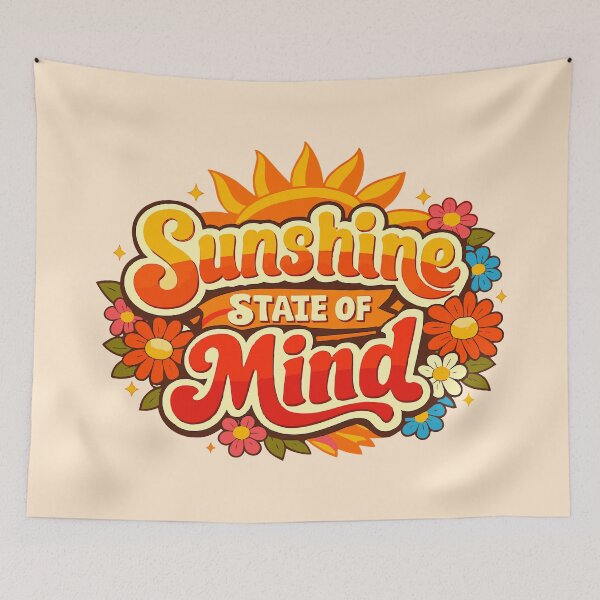 Item preview, Sunshine State of Mind - Retro 70s Sunset and Floral Quote designed and sold by Far Out Goods.