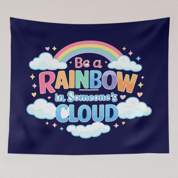 Item preview, Be a Rainbow in Someone’s Cloud - Retro Pastel Rainbow Quote designed and sold by Far Out Goods.