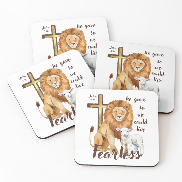 Item preview, Fearless Lion and Lamb John 316 Jesus Cross Watercolor Yeshua designed and sold by Forevermore.