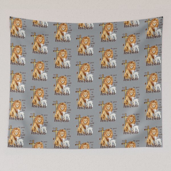 Item preview, Fearless Lion and Lamb John 316 Jesus Cross Watercolor Yeshua designed and sold by Forevermore.
