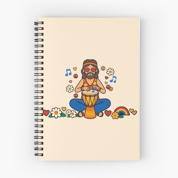 Item preview, Retro Hippie Man Playing Djembe Drum – Groovy 70s Vintage Musician Art designed and sold by Far Out Goods.
