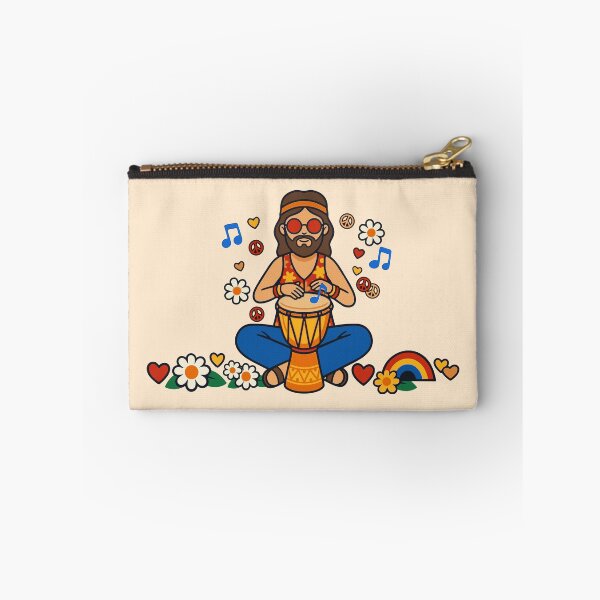 Item preview, Retro Hippie Man Playing Djembe Drum – Groovy 70s Vintage Musician Art designed and sold by Far Out Goods.