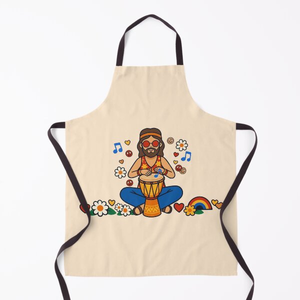Item preview, Retro Hippie Man Playing Djembe Drum – Groovy 70s Vintage Musician Art designed and sold by Far Out Goods.
