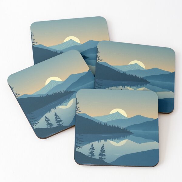 Item preview, Minimal Mountain Lake Sunset Landscape designed and sold by SkyBloomEvelyn.