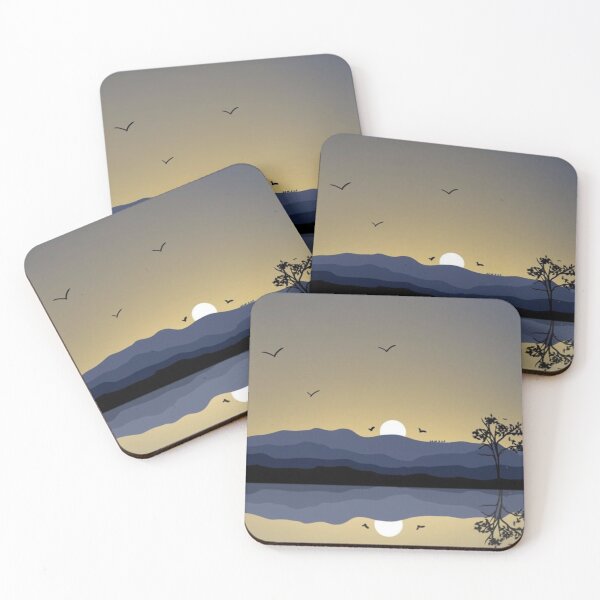 Item preview, Minimal Sunset Mountain Lake Reflection designed and sold by SkyBloomEvelyn.