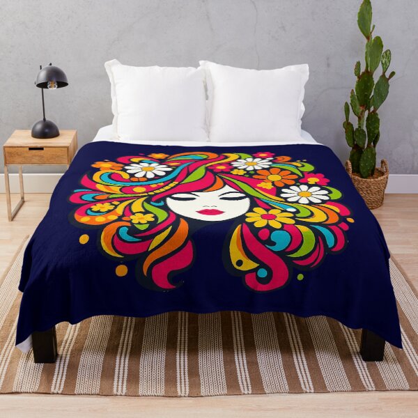 Item preview, Retro 70s Psychedelic Flower Power Woman Portrait designed and sold by Far Out Goods.