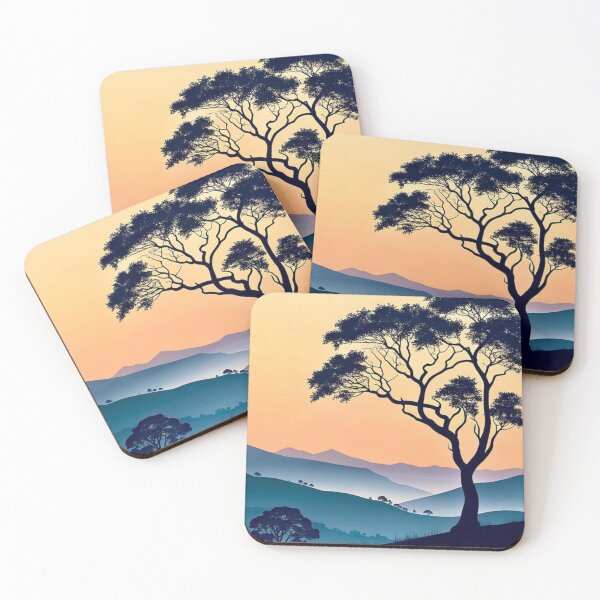 Item preview, Minimal Sunset Tree Mountain Landscape designed and sold by SkyBloomEvelyn.