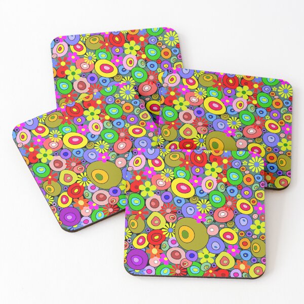 Item preview, Retro 60s Groovy Flower Power & Abstract Mod Stones Pattern designed and sold by Far Out Goods.