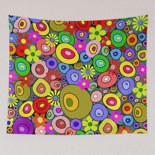 Item preview, Retro 60s Groovy Flower Power & Abstract Mod Stones Pattern designed and sold by Far Out Goods.