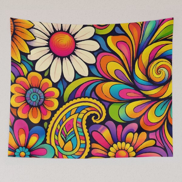 Item preview, Vibrant Groovy Flower Power – Retro 70s Psychedelic Floral Pop Art designed and sold by Far Out Goods.