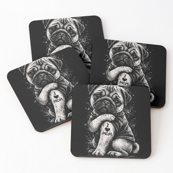 Item preview, Cute Pug I Love Mom Tattoo I Funny Dog Lover Pug Meme designed and sold by will freed18.