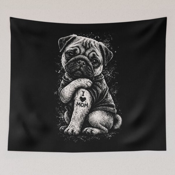 Item preview, Cute Pug I Love Mom Tattoo I Funny Dog Lover Pug Meme designed and sold by will freed18.