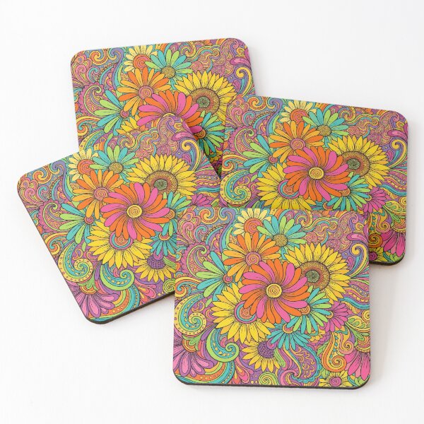 Item preview, Retro 70s Psychedelic Floral Garden – Vibrant Groovy Flower Power Art designed and sold by Far Out Goods.