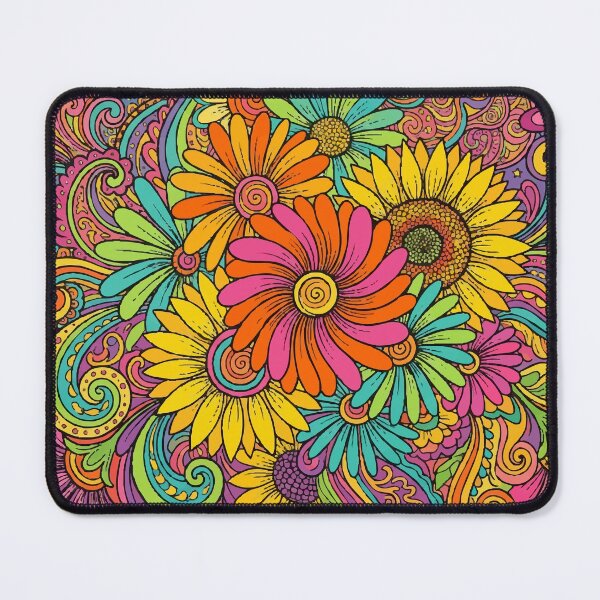 Item preview, Retro 70s Psychedelic Floral Garden – Vibrant Groovy Flower Power Art designed and sold by Far Out Goods.