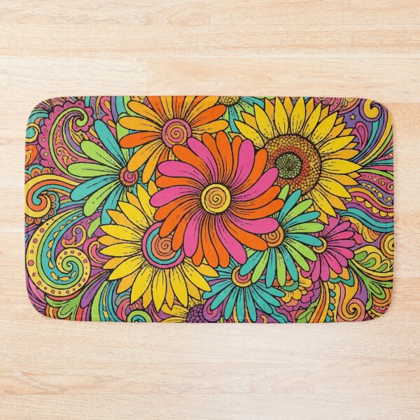 Item preview, Retro 70s Psychedelic Floral Garden – Vibrant Groovy Flower Power Art designed and sold by Far Out Goods.