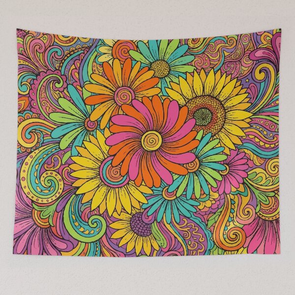 Item preview, Retro 70s Psychedelic Floral Garden – Vibrant Groovy Flower Power Art designed and sold by Far Out Goods.